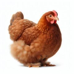 brown hen isolated on white background. ai generative