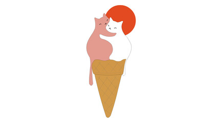 ice cream cone with cat cuple