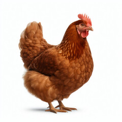 brown hen isolated on white background. ai generative