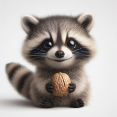 Fototapeta premium Cheerful raccoon on a white background. ai generative