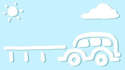 car travel summer. sky color background.