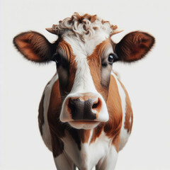 Cow full body on White Background. ai generative