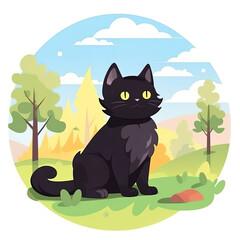illustrated cat, sticker art, print ready sticker art