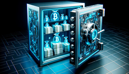 Safe for bitcoin and digital wallet concept. Generative AI
