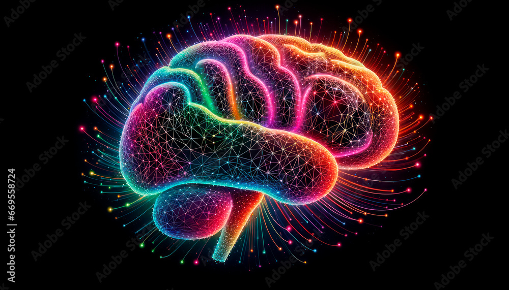Poster human brain. artificial intelligence concept. generative ai