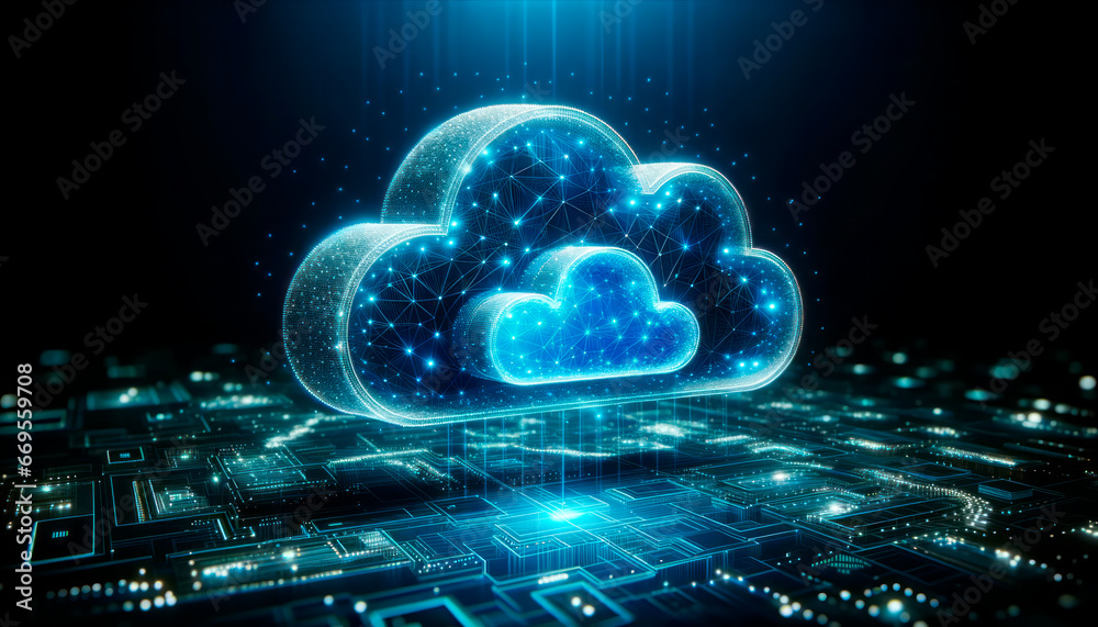 Poster Cloud computing technology concept. Generative AI