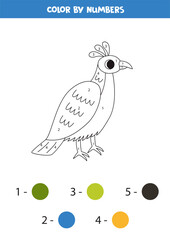 Color cartoon monal by numbers. Worksheet for kids.