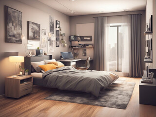 modern bedroom interior - Created with Generative AI Technology