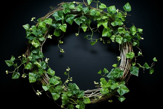 wreath made of ivy leaves. Generative AI