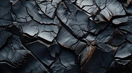 Foto op Aluminium Brandhout textuur Black old texture and background of burning wood coal, charred wood texture, burnt wood background, and blackened wood grain.