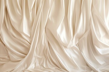 Shimmering cloth backdrop with graceful waves and creases. Sophisticated, luxurious wedding wall covering. Generative AI