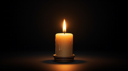 A single candle flickers in the dark, its flame providing a small beacon of hope in the night