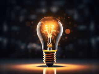 a Lightbulb glowing in dark area with copy space for creative thinking  concept 
