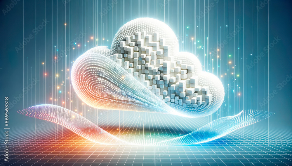 Poster Abstract cloud computing concept. Generative AI