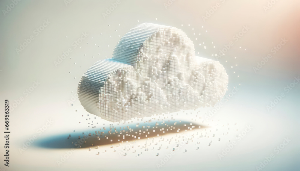 Poster white cloud computing technology concept. generative ai