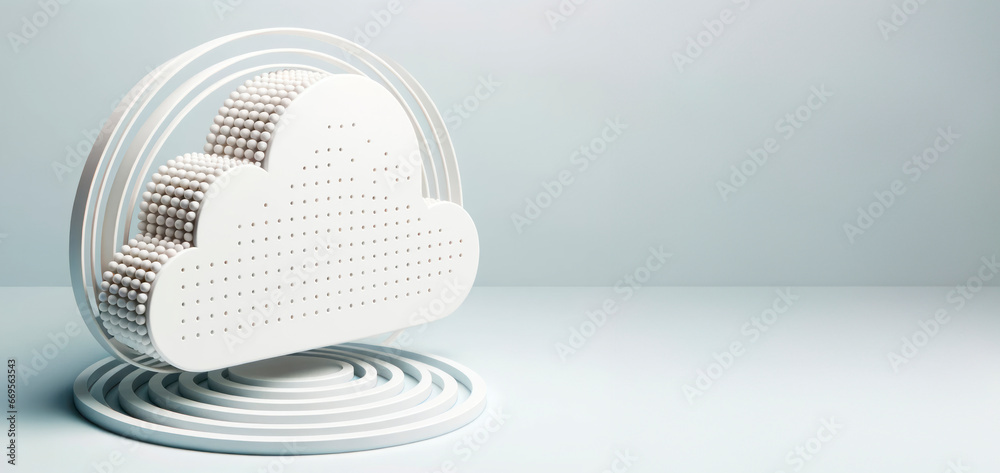 Poster Abstract white cloud with blank space for text. Generative AI