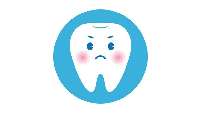 表情が変化する歯のキャラクター（白背景）