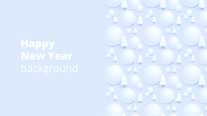 Merry Christmas and Happy New Year background for greeting cards, posters, holiday covers, banners and prints. Winter Landscape. Xmas template for web, social media. Vector Illustration