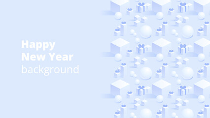 Obraz premium Merry Christmas and Happy New Year background for greeting cards, posters, holiday covers, banners and prints. Winter Landscape. Xmas template for web, social media. Vector Illustration