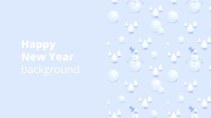 Merry Christmas and Happy New Year background for greeting cards, posters, holiday covers, banners and prints. Winter Landscape. Xmas template for web, social media. Vector Illustration