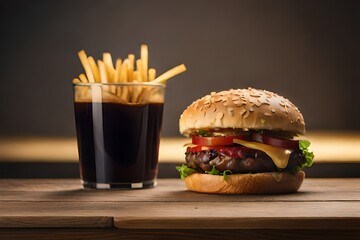 hamburger and fries