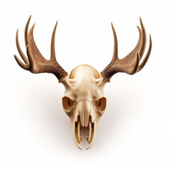 Fototapeta premium Deer skull with antlers on a white background