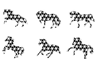 vector horse silhouette with mosaic ornament