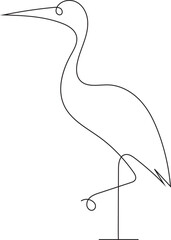 Heron bird single line drawing  art with vector design