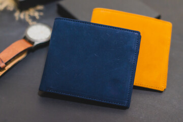 Banknote and card wallets, product photography sets, sales promotion