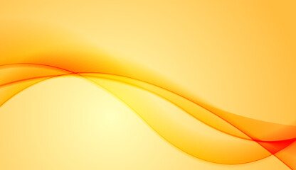 Bright orange smooth glossy waves abstract elegant background. Vector design