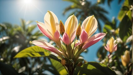 Naklejka premium Exotic Elegance: Banana (Musa) Flowers in Natural Splendor