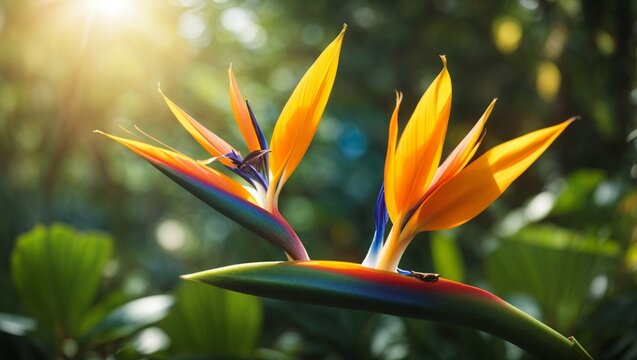 Tropical Majesty: Birds of Paradise Flowers in Vibrant Bloom