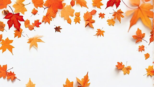 Graceful Descent of Vibrant Orange Leaves, Capturing the Dynamic Beauty and Spirit of the Fall Season.