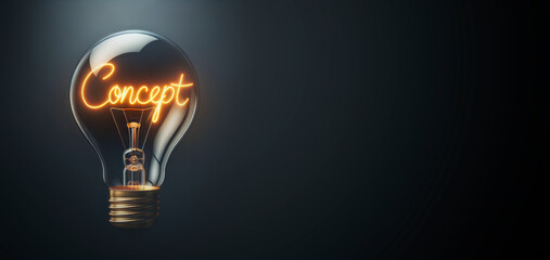 Lightbulb on dark background with text Concept. Generative AI