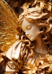 beautiful statue of a golden angel - ai-generated