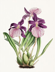 Beautiful Orchid flower. Miltonia Moreliana Orchid illustration.
