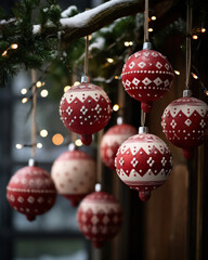 closeup of beautiful christmas balls - ai-generated