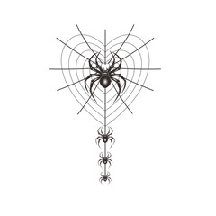 Fototapeta premium black spiders with web icon for Halloween Day
