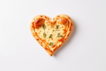 Heart shaped pizza on white background. AI Generated
