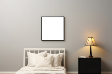 Bedroom Square Wall Art Poster Mockup Template