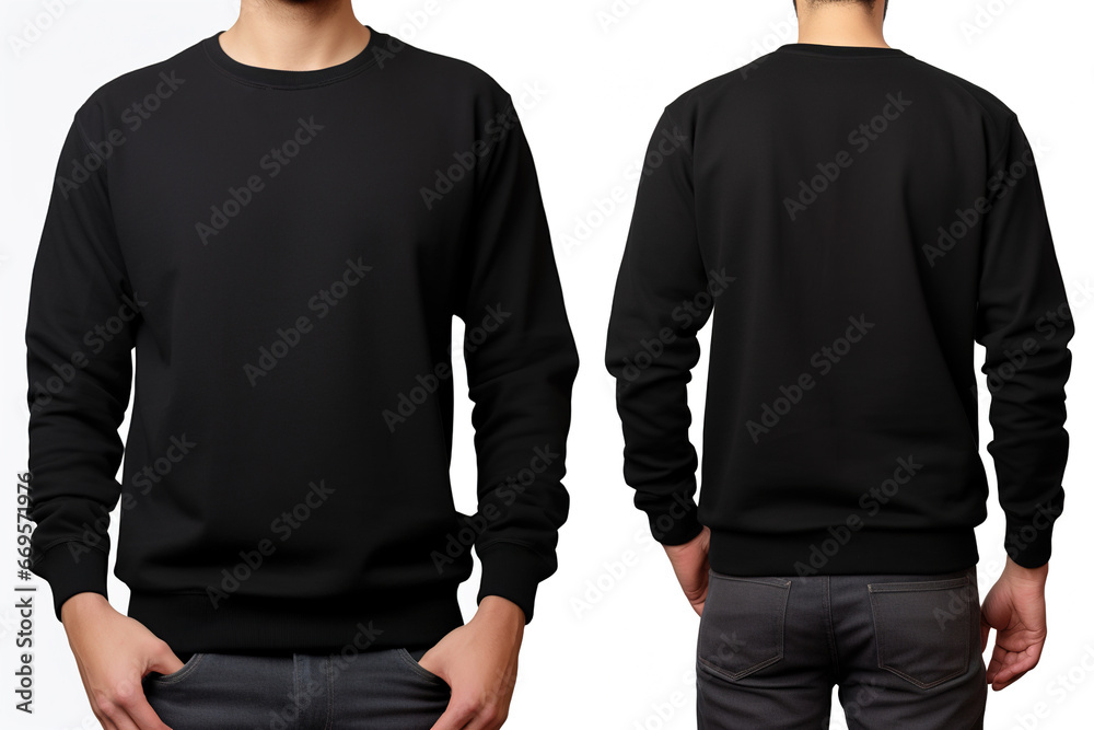 Wall mural Blank long sleeve black sweater for design mock up