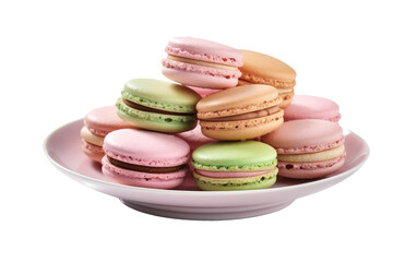 Obraz premium Delicious Macaroon Serve on Plate, Transparent Background