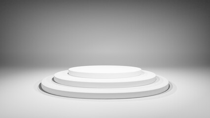 Blank white stand for showing product 3d render, empty white background and stand display for concept, white background with stand