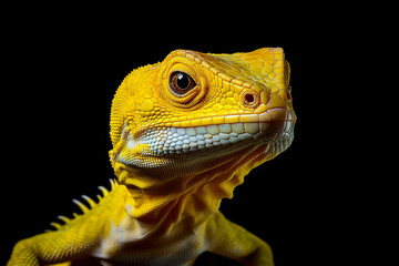 Obraz premium Yellow lizard dragon on stone 