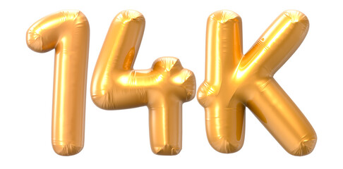 14K Number Gold 3D Rendering