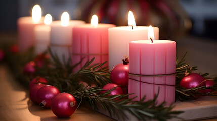Colorful Christmas-themed Candle with Decorations, High Definition 4K