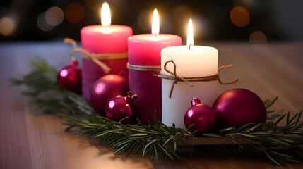 Colorful Christmas-themed Candle with Decorations, High Definition 4K