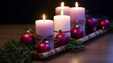 Colorful Christmas-themed Candle with Decorations, High Definition 4K