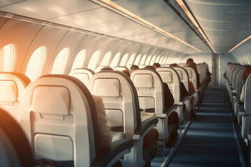 Passenger aeroplane flight transportation cabin plane travel jet aircraft air seat