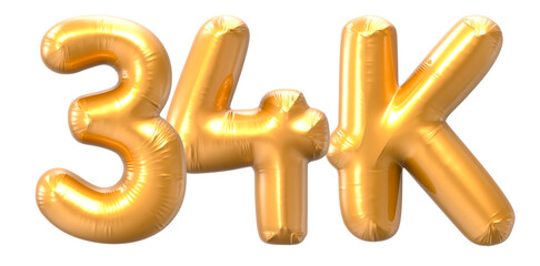 34K Number Gold 3D Rendering